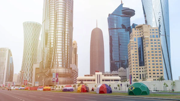 Doha Qatar August 2022 Doha City Getting Decorated Fifa Worlcup — Fotografia de Stock