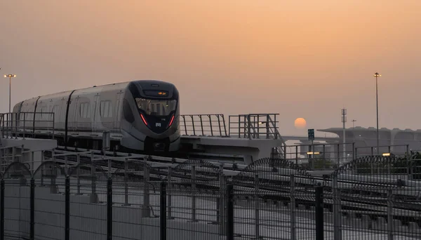 Doha Qatar Junio 2022 Qatar Red Line Metro Viaja Través — Foto de Stock