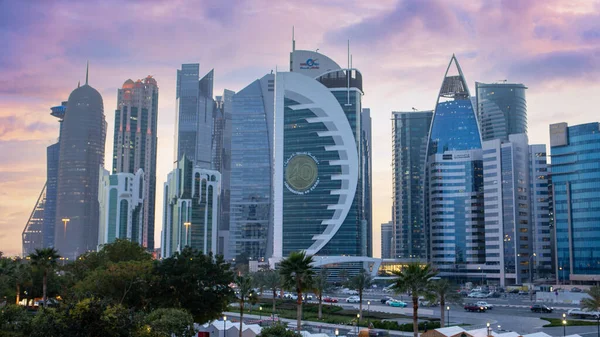 카타르 2022 사업용 타워가 스카이라인 — 스톡 사진