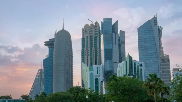 Doha Qatar August 2022 Skyline Doha City Center Evening — стокове фото