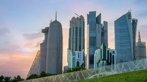 Doha Qatar Agosto 2022 Horizonte Del Centro Ciudad Doha Durante — Foto de Stock