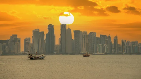 Doha Skyline Many Towers Summer Day — Stock Photo, Image