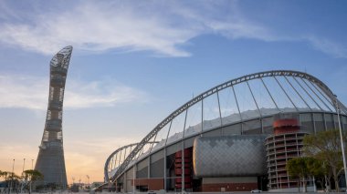 Doha, Qatar- Mart 03.2022: Khalifa Uluslararası Stadyumu.