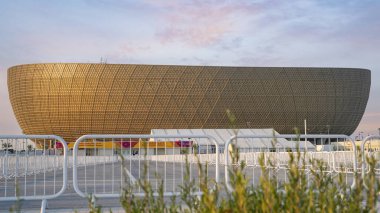 Doha, Katar - 10 Ekim 2022: Lusail Iconic Stadyumu veya Lusail Stadyumu Katar 'ın başkenti Lusail' de bulunan bir futbol stadyumu..