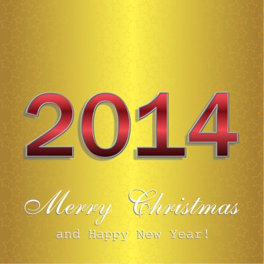 mutlu yeni yıl 2014 kırmızı ve altın tebrik kartı