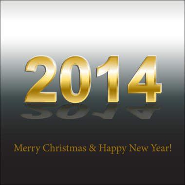 mutlu yeni yıl 2014 altın ve gümüş tebrik kartı