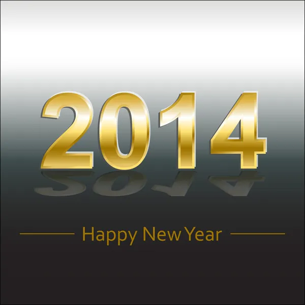 Frohes neues Jahr 2014 in Gold und Silber — Stockvektor