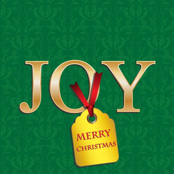 Weihnachtskarten mit grünem Damast und Goldfreude. — Stockvektor