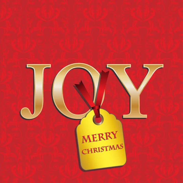 Kartki świąteczne z adamaszku czerwony i złoty radość — Wektor stockowy