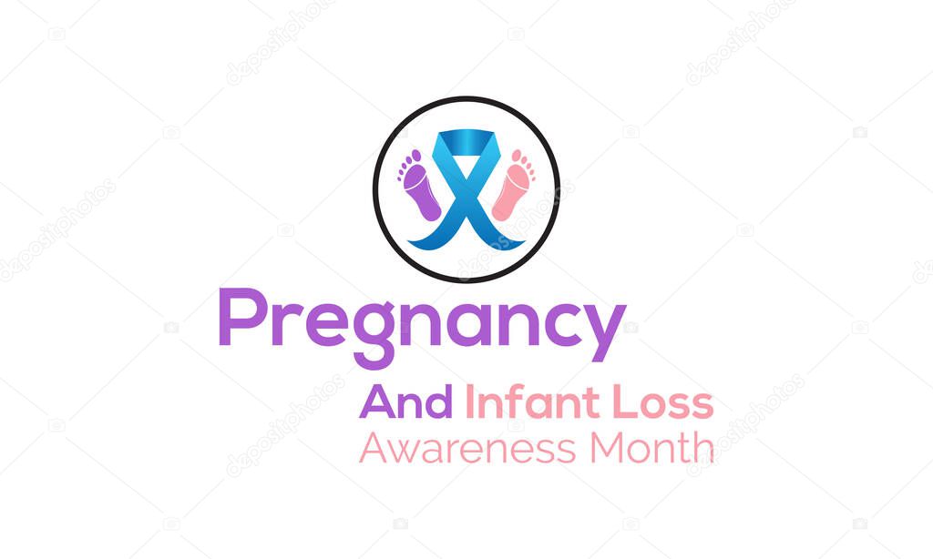 Pregnancy and infant loss awareness month occurs every october banner template design with white background.
