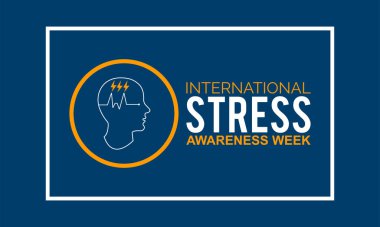 Beyaz arka planda uluslararası stres farkındalığı haftası pankart tasarımı. Vektör şablonu