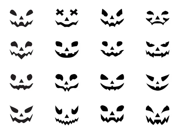Happy Halloween Set Von Kürbis Gesicht Banner Design Vektor Vorlage — Stockvektor