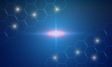 Altıgenli dijital soyut molekül geometrik teknoloji arka planı. Tıbbi, tıp, bilim ve teknoloji vektör illüstrasyonu.