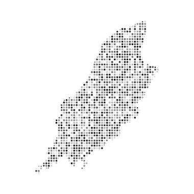 Man Adası 'nın soyut siyah-beyaz yarım ton etki vektör haritası. Ülke haritası dijital noktalı tasarım vektörü çizimi.