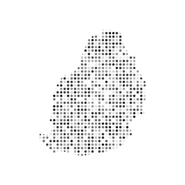 Mauritius 'un soyut siyah-beyaz yarım ton etki vektör haritası. Ülke haritası dijital noktalı tasarım vektörü çizimi.