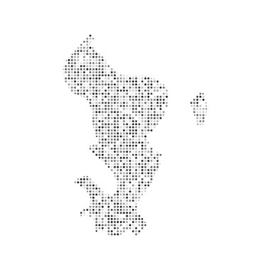 Mayotte 'nin soyut siyah-beyaz yarım ton etki vektör haritası. Ülke haritası dijital noktalı tasarım vektörü çizimi.