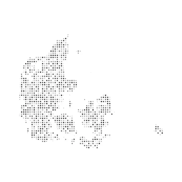 Abstract Gestippelde Zwarte Witte Halve Toon Effect Vectorkaart Van Denemarken — Stockvector