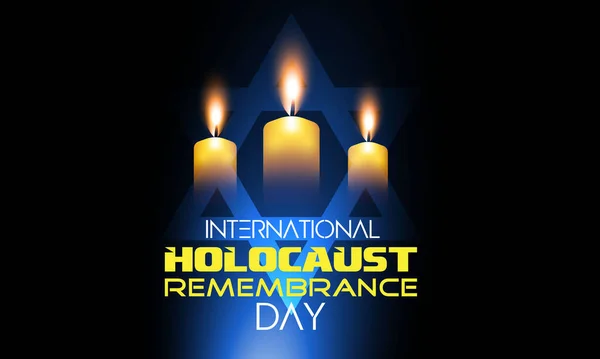 Día Internacional Memoria Del Holocausto Candle Lighting Vector Banner Enero — Vector de stock