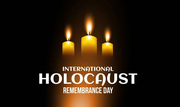 Día Internacional Memoria Del Holocausto Candle Lighting Vector Banner Enero — Vector de stock