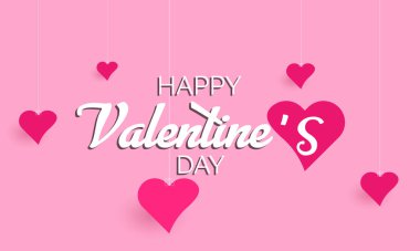 Happy Valentine's Day, 14th February. heart connect vector banner template for banner, card, poster, background.