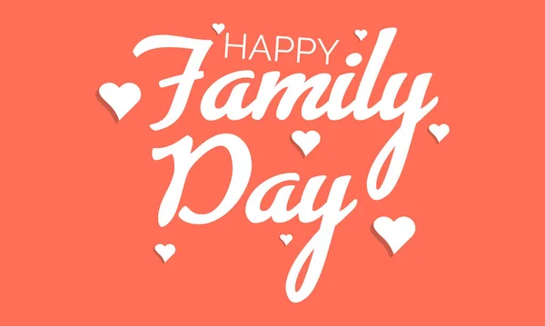 Happy Family Day 21Th February Hand Lettering Vector Template Design — Stockový vektor