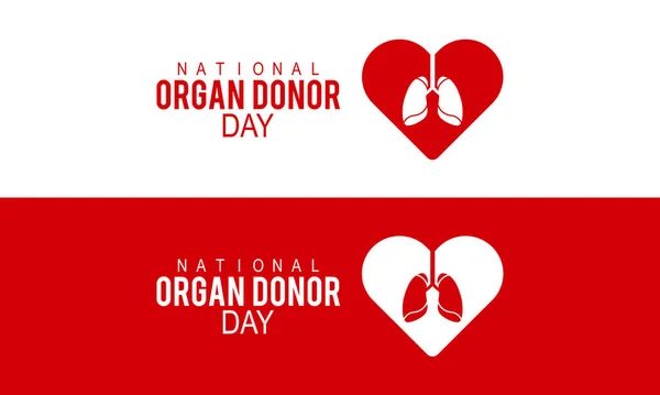 National Organ Donor Day February Vector Template Design Banner Card — Stock Vector