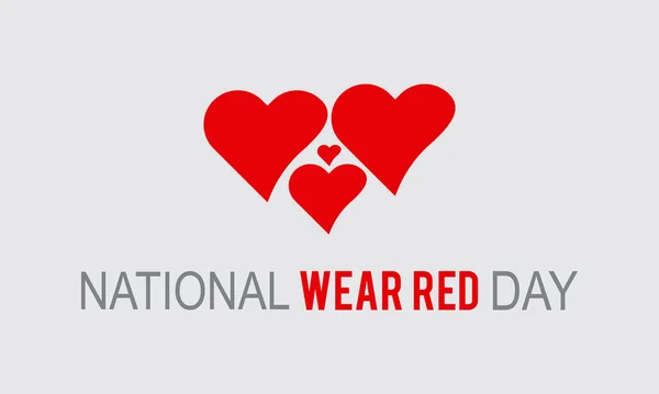 National Wear Red Day February Vector Template Design Banner Card — Stock vektor