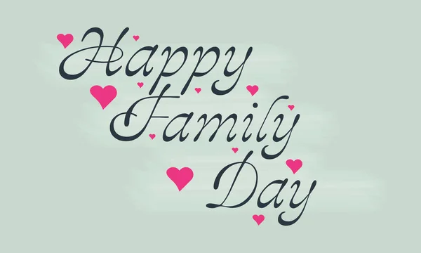 Happy Family Day 21Th February Hand Lettering Vector Template Design — Stock Vector