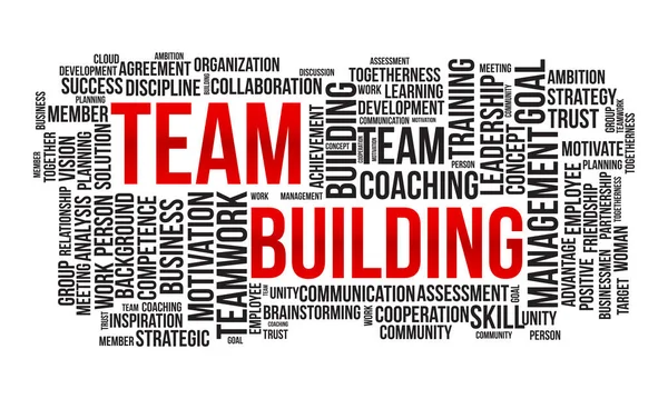 Team Building Word Cloud Template Business Concept Vector Background — Stock Vector