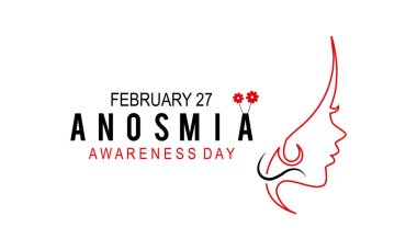 27 Şubat 'ta Anosmia farkındalık günü. Pankart, poster, arkaplan için vektör şablonu tasarımı.