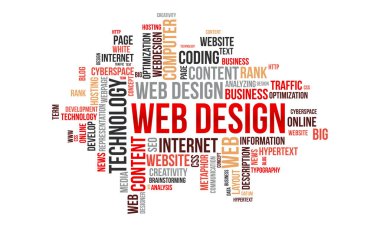 Web tasarımı kelime bulut şablonu. Yaratıcı konsept vektör arkaplanı.