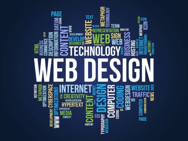 Web tasarımı kelime bulut şablonu. Yaratıcı konsept vektör arkaplanı.