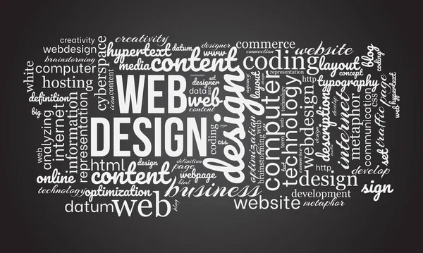 Web Design Λέξη Σύννεφο Πρότυπο Ιστορικό Φορέα Δημιουργικής Έννοιας — Διανυσματικό Αρχείο