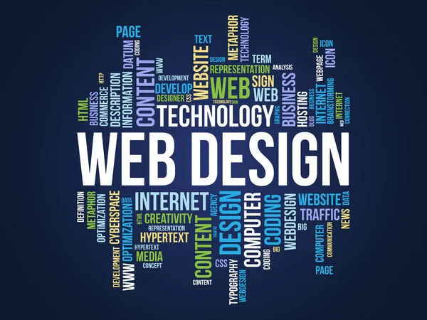 Web Design Word Cloud Vorlage Kreative Konzept Vektor Hintergrund — Stockvektor