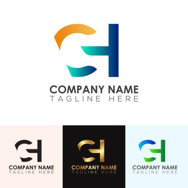 Soyut gradyan CH harfi logo tasarımı