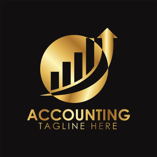 Golden Metallic Accounting Financieel Logo Ontwerp — Stockvector