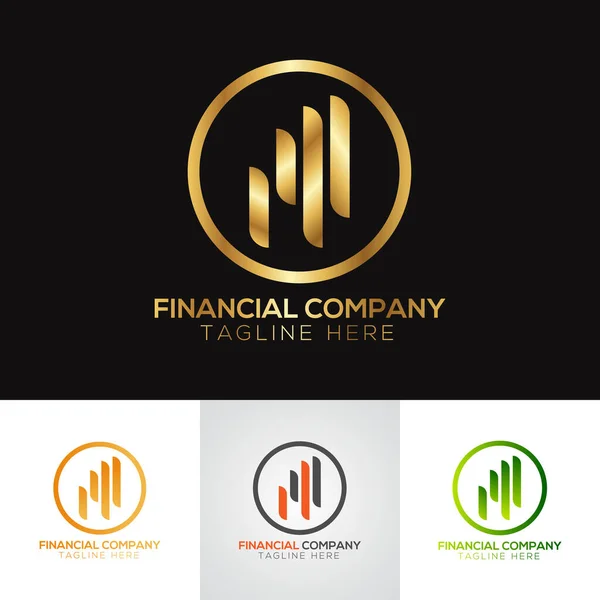 Golden Metallic Accounting Financial Logo Design — Stock Vector