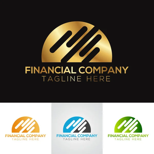 Golden Metallic Accounting Financial Logo Design — Stock Vector