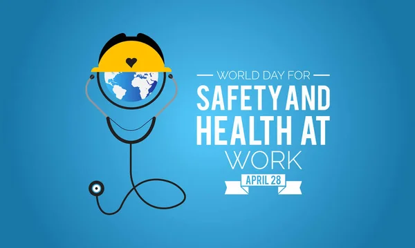 Världsdagen För Hälsa Och Säkerhet Arbetet Mall För Arbetssäkerhetsmedvetenhet För — Stock vektor