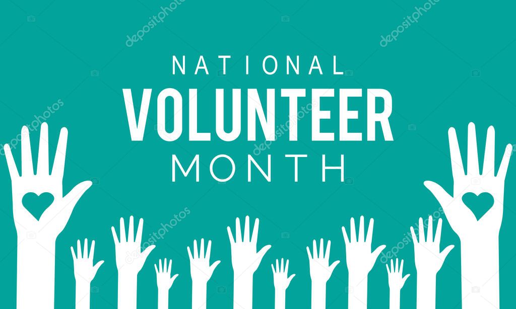 National Volunteer Month. Volunteers communities template for banner, card, poster, background