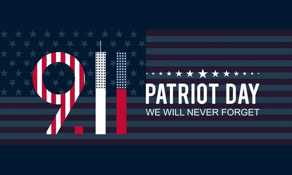 Patriot Day Memory September Usa Vector Template Banner Card Poster — Stock Vector