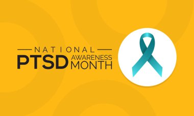 Travma sonrası stres bozukluğu. Travma Sonrası Stres Bozukluğu Sağlık Bilinci Afiş, poster, kart ve arkaplan tasarımı.