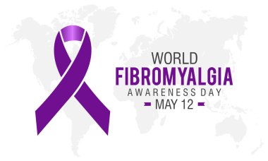 Dünya Fibromiyalji Farkındalığı. 12 Mayıs, afiş, poster, kart ve arkaplan tasarımı için fibromiyalji kavramına dikkat çekiyor.