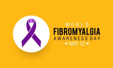 Dünya Fibromiyalji Farkındalığı. 12 Mayıs, afiş, poster, kart ve arkaplan tasarımı için fibromiyalji kavramına dikkat çekiyor.
