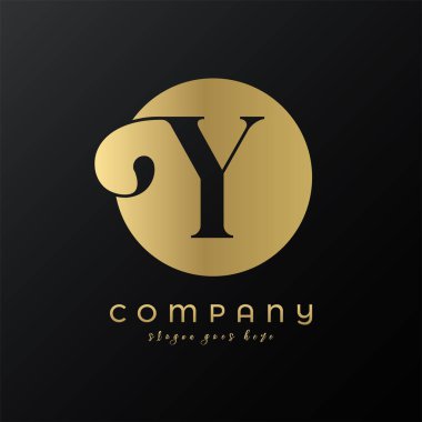 Soyut daire altın primli lüks harf Y logo tasarımı
