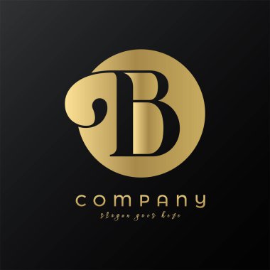 Soyut daire altın prim harf B logo tasarımı