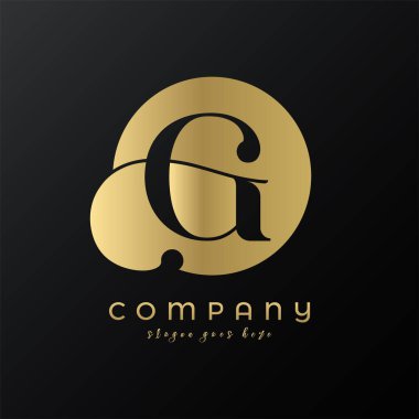 Soyut çember altın prim lüks G harfi logo tasarımı