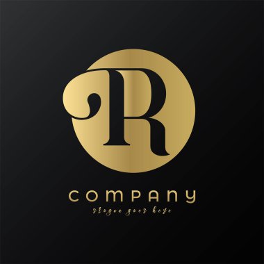 Soyut daire altın prim lüks harf R logo tasarımı