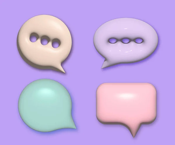 Set Chat Bubble Light Purple Background Concept Social Media Messages — ストック写真