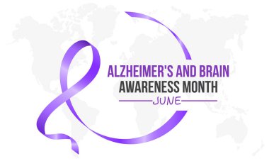 Her haziran ayında Alzheimer ve beyin farkındalığı. Pankart, poster, kart ve arkaplan tasarımı için yıllık sağlık farkındalığı kavramı.